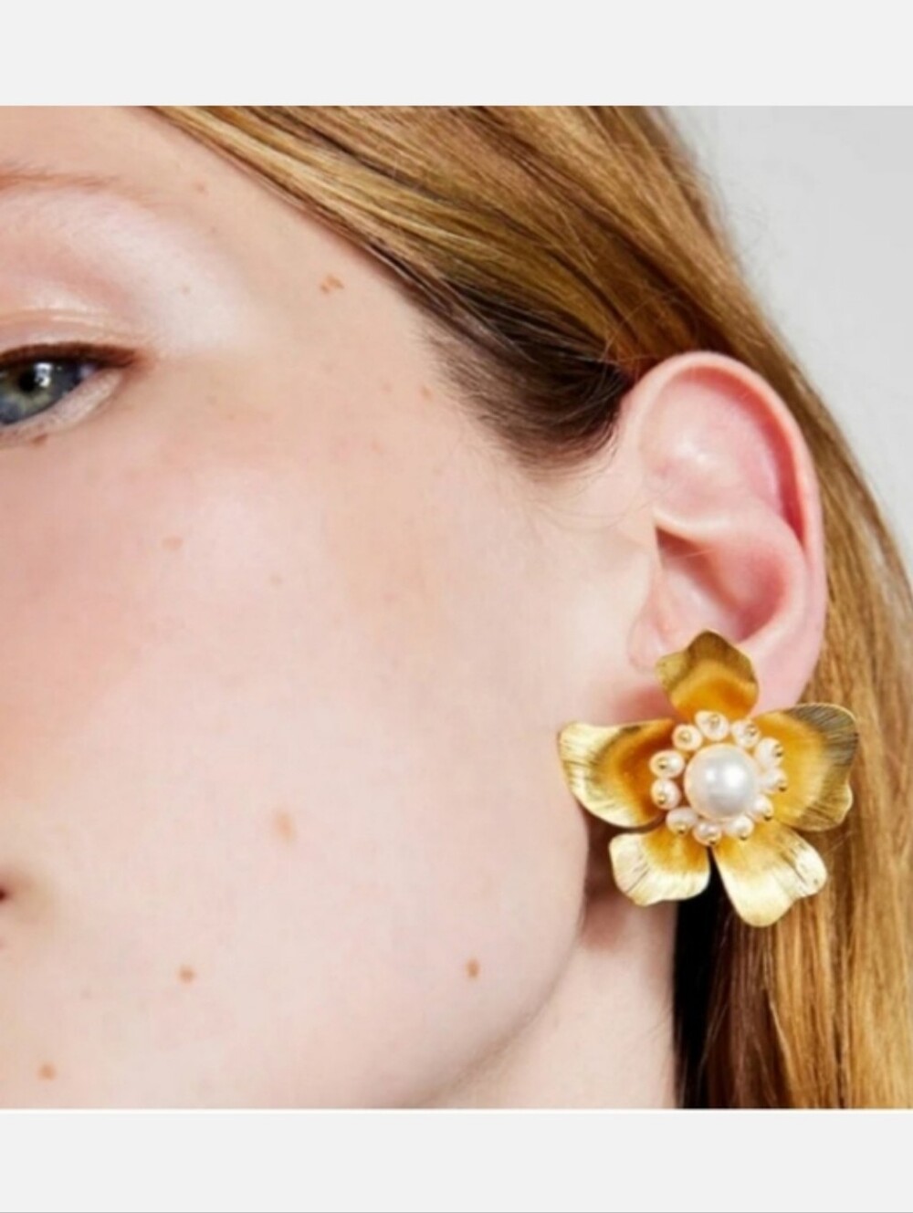 Kate Spade Flora Statement Studs Gold Flower Pearl Center Stud Earrings New